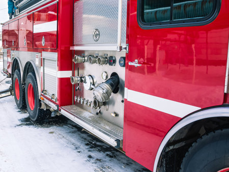 A fire truck for delivering firefighters to the fire site and supplying extinguishing agent for...