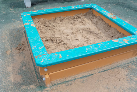 A sandbox on the playground for children's outdoor games. A place for children's games.の写真素材