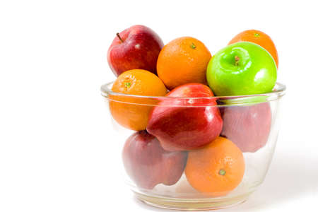 Food Related:  Bowl of Fruitsin a Bowl, Isolated on a White Backgroundの写真素材