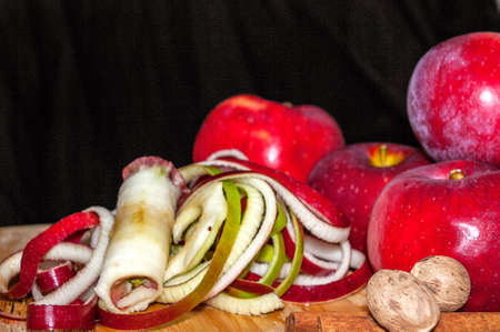 Prepareing to make Apple Crumbleの写真素材