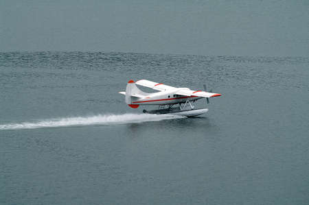 Landing Seaplane at Juneau Alaskaの写真素材