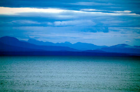 A view of Alaskan Coastal ranges at twilightの写真素材