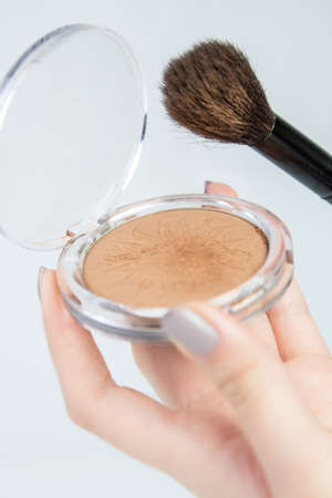 Bronzer and make-up brushの写真素材