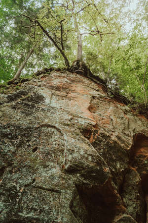 The Ravens ravine and cave in Siguldaの写真素材