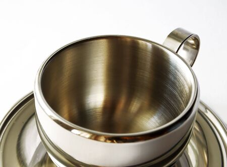 metal cup on white backgroundの写真素材