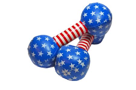 two dumbbells isolated on white background with clipping pathの写真素材