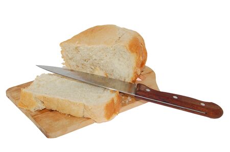 The piece of bread sliced with knife