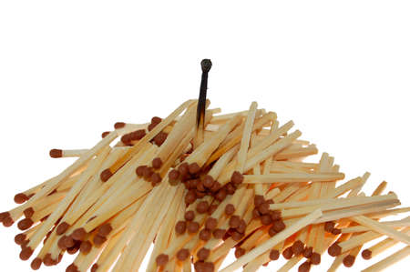 The heap of matches and burned oneの写真素材
