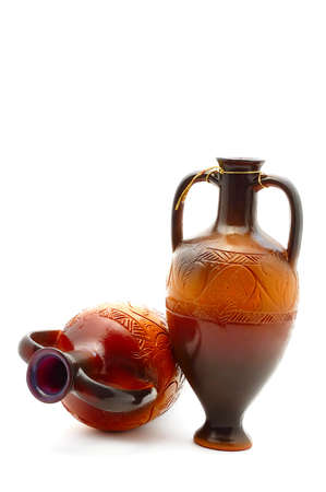 clay vessel on the white backgroundの写真素材
