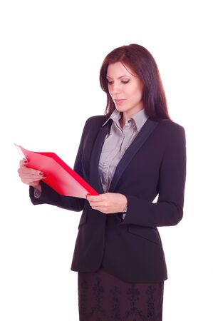 Young attractive business woman holding a folderの写真素材