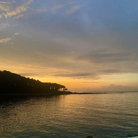Beautiful sunset over the sea on the island of Koh Samuiの写真素材