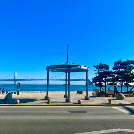 San Diego Bay Bridge in Californiaの写真素材