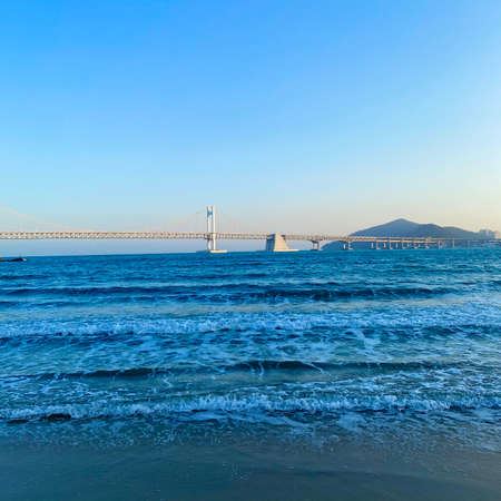 Suspension bridge in San Francisco bay, California, USA.の写真素材