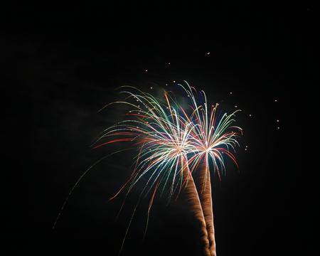 Fireworks in the night skyの写真素材