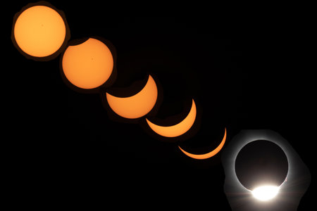 Solar eclipse phases ending with the diamond ring effect