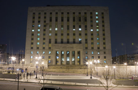 Mario Merola Building / Bronx County Courthouse in the Bronx.  Bounded by the Grand Concourse, East 161st Street, Walton Avenue and East 158th Street, the Bronx County Courthouse houses the Surrogate's Court, Supreme Court, County Clerk, Sheriff, Public Aのeditorial素材