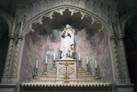 New York, NY - April 10: Statue of Saint John the Evangelist located inside Saint Patrick's Cathedral.  Image Taken April 10, 2010 in New York City.のeditorial素材
