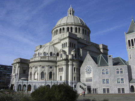 BOSTON, MASSACHUSETTS - JANUARY 15: The First Church of Christ, Scientist  and administrative headquarters. located alongside Huntington Avenue. Taken January 15, 2007 in Boston, Massachusetts.のeditorial素材