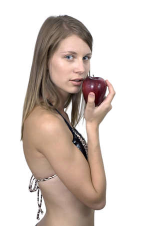 Girl against plain white background.  She was 19 at the time of shoot and was photographed in studio.  の写真素材