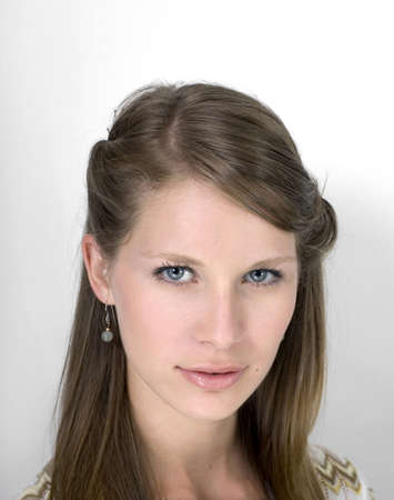 Close up of young girl.  Photographed in studio.  She was 19 at the time of shoot and is of Irish ethnicity.  の写真素材
