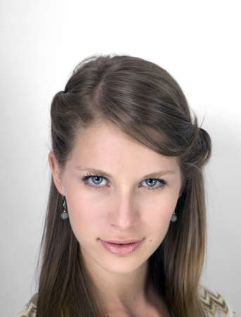 Close up of young girl.  Photographed in studio.  She was 19 at the time of shoot and is of Irish ethnicity.  の写真素材