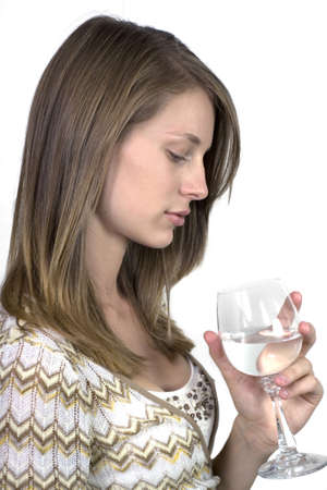  girl holding wine glass.  She was 19 at the time of shoot and is of Irish ethnicity. の写真素材