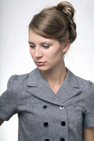 Girl against plain white background.  She was 19 at the time of shoot.  の写真素材
