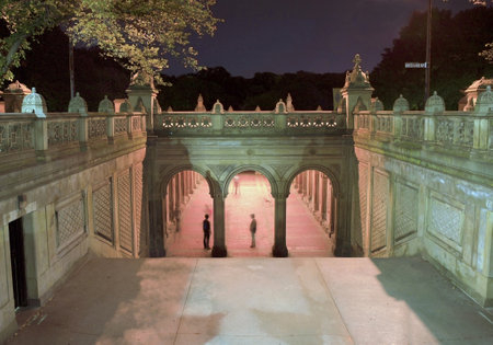Entrance to Bethesda Terrace Arcade inside Central Park in New York City.  Photo taken on an October evening, 2008 in the USA.  Arcade has been restored and leads to the fountain, "not shown" which is known as the heart of Central Park.のeditorial素材