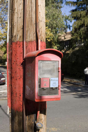 A police and fire box used for the public to call in case of fire or police emergency.  の写真素材