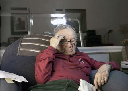 Senior under stress .  He is Romanian born and of the Jewish Faith.  He is 85 years old. の写真素材