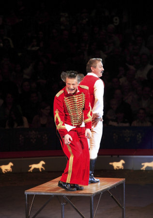 Comedy routine inside the Big Apple Circus.  Taken November 15, 2007 in New York City.のeditorial素材