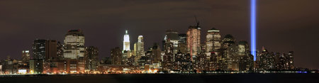 HOBOKEN, NEW JERSEY - SEPTEMBER 11: View of Ground Zero.  Image taken September 11, 2008 in Hoboken, New Jersey.のeditorial素材