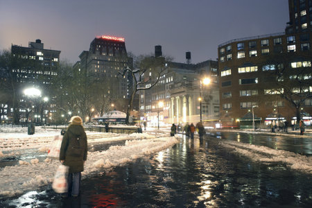 Union Square during winter in New York City.のeditorial素材