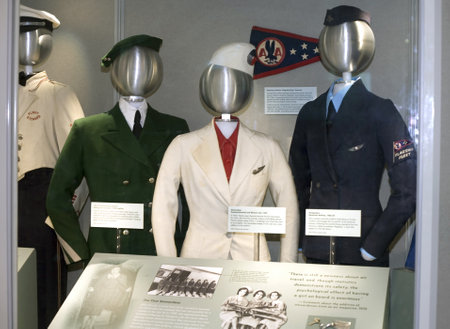 WASHINGTON, DC - JULY 9: early flight stewardess uniforms. Taken July 9, 2011 in Smithsonian National Air & Space Museum, Washington, DC.  のeditorial素材