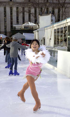 professional skater wearing outfit on ice.の写真素材
