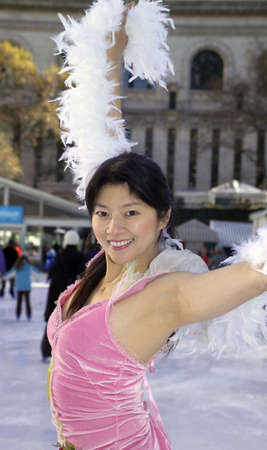 professional skater wearing outfit on ice.の写真素材