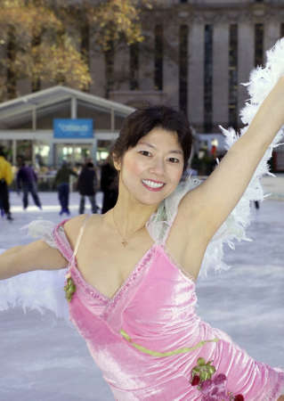 professional skater wearing outfit on ice.の写真素材