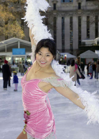 professional skater wearing outfit on ice.の写真素材
