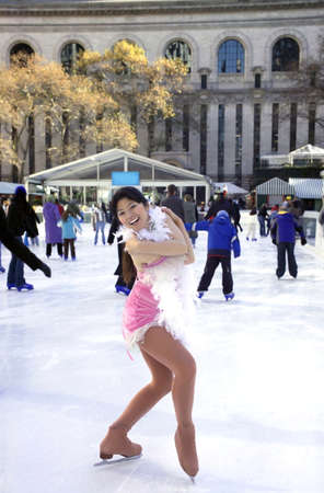 professional skater wearing outfit on ice.の写真素材