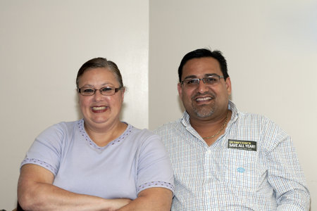 BRONX, NY - June 24:  Mayor of Guanica  Puerto Rico, MartÃ­n Vargas Morales sits with Minerva Toro, wife of  legendary cuatro player Yomo Toro in the waiting area during their visit to Yomo at the Hospital. Yomo's health was failing at the time and was grのeditorial素材