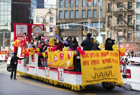 NEW YORK, NEW YORK - FEBRUARY 17: Parade float during Chinese New Year parade held in Chinatown.   Taken February 17, 2013 in NYC. のeditorial素材