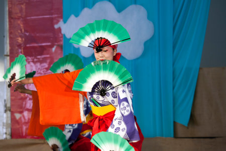 BROOKLYN, NEW YORK - APRIL 28  Japanese Folk Dance Institute at Brooklyn Botanic Garden during Cherry Blossom Festival    Taken April 28, 2013 in Brooklyn,  New York のeditorial素材