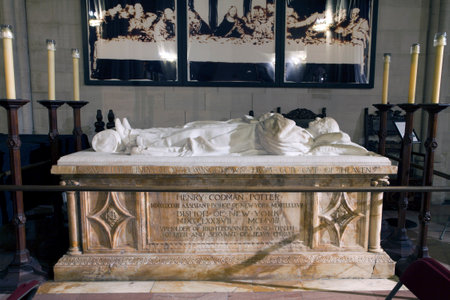 NEW YORK, NEW YORK, USA - DECEMBER 22: Tomb of assistant Bishop Henry Codman Potter inside  Saint John the Divine Church. Taken December 22, 2015 in New York.のeditorial素材