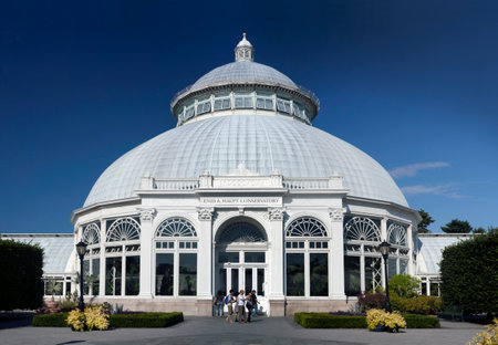 BRONX, NEW YORK - AUGUST 19:  Enid A. Haupt Conservatory at Bronx Botanical Garden.  Taken August 19, 2015 in  New York.のeditorial素材