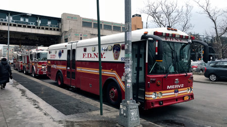 BRONX, NEW YORK - MARCH 25: Parked Fire Department Major Emergency Respons Vehicle.  Taken March 25,...