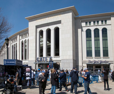 BRONX, NEW YORK, USA - APRIL 10: Outside Yankee Stadium in front of Gate 6.  Taken April 10, 2017 in New York.のeditorial素材