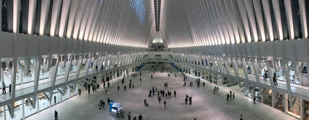 NEW YORK, NEW YORK, USA - JULY 27: Interior of the Oculus terminal of the  World Trade Center Transportation Hub.  Taken July 27,  2017 in New York.のeditorial素材