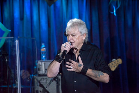 NEW YORK, NEW YORK, USA - OCTOBER 13: Russell Hitchcock of Air Supply performs at B.B. Kings blues club and grill.  Taken October 13, 2017 in New York.のeditorial素材