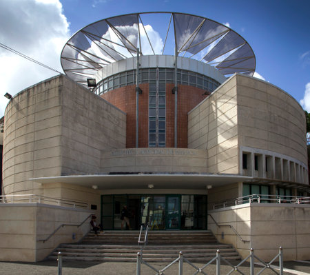 BAYAMON/PUERTO RICO - February 26, 2019: Front entrance to municipal library "Biblioteca Municipal".のeditorial素材