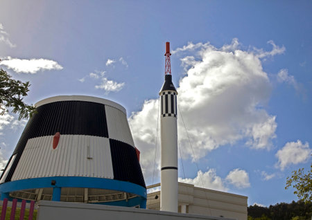 BAYAMON/PUERTO RICO - February 26, 2019: Exterior shows rockets in the park of science parque de las...